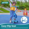 imageGotrax KS3 Kids Kick Scooter LED Lighted Wheels Adjustable Height Handlebars and Removable Seat LeantoSteer ampamp Widen AntiSlip Deck 3 Wheel Scooter for Kids Ages 28 and up to 100 LbsBlue with Seat