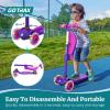 imageGotrax KS3 Kids Kick Scooter LED Lighted Wheels Adjustable Height Handlebars and Removable Seat LeantoSteer ampamp Widen AntiSlip Deck 3 Wheel Scooter for Kids Ages 28 and up to 100 LbsPurple