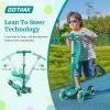imageGotrax KS3 Kids Kick Scooter LED Lighted Wheels Adjustable Height Handlebars and Removable Seat LeantoSteer ampamp Widen AntiSlip Deck 3 Wheel Scooter for Kids Ages 28 and up to 100 LbsGreen with Seat
