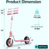 imageGotrax KS8 Kick Scooter for Kids 5 Large 8quot Wheels and Height Adjustable Handlebar Sturdy Wide Deck ampamp Rear Brake Detachable for Easy Storage 2 Wheels Scooter for Kids Teens Gift for Boy ampamp GirlPink