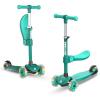 imageGotrax KS3 Kids Kick Scooter LED Lighted Wheels Adjustable Height Handlebars and Removable Seat LeantoSteer ampamp Widen AntiSlip Deck 3 Wheel Scooter for Kids Ages 28 and up to 100 LbsGreen with Seat