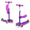 imageGotrax KS3 Kids Kick Scooter LED Lighted Wheels Adjustable Height Handlebars and Removable Seat LeantoSteer ampamp Widen AntiSlip Deck 3 Wheel Scooter for Kids Ages 28 and up to 100 LbsPurple