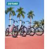 imageGotrax Dolphin 26quot Electric Bike Max Range 30MilesPedalassist1 ampamp 20Mph Power by Peak 500W 5 PedalAssist Levels ampamp Front Suspension 7SpeedampampBoost Mode City EBike for Adult StepThru Bicycle350w Purple