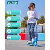 imageGotrax K03 Kick Scooter for Kids 5quot LED RGB Lighted Wheels 46 Lbs Lightweight and OneClick Detachable Design Height Adjustable Handlebars AntiSlip Deck and Max Load 110 Lbs for BoyampampGirl Age 3Blue