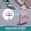 imageGotrax KS1 Kids Kick Scooter LED Lighted Wheels and 3 Adjustable Height Handlebars LeantoSteer ampamp Widen AntiSlip Deck 3 Wheel Scooter for Boys ampamp Girls Ages 28 and up to 110 LbsDarkViolet