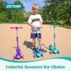imageGotrax KS1 Kids Kick Scooter LED Lighted Wheels and 3 Adjustable Height Handlebars LeantoSteer ampamp Widen AntiSlip Deck 3 Wheel Scooter for Boys ampamp Girls Ages 28 and up to 110 LbsSky Blue
