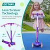 imageGotrax KS1 Kids Kick Scooter LED Lighted Wheels and 3 Adjustable Height Handlebars LeantoSteer ampamp Widen AntiSlip Deck 3 Wheel Scooter for Boys ampamp Girls Ages 28 and up to 110 LbsDarkViolet