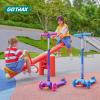 imageGotrax KS1 Kids Kick Scooter LED Lighted Wheels and 3 Adjustable Height Handlebars LeantoSteer ampamp Widen AntiSlip Deck 3 Wheel Scooter for Boys ampamp Girls Ages 28 and up to 110 LbsSky Blue