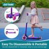 imageGotrax KS1 Kids Kick Scooter LED Lighted Wheels and 3 Adjustable Height Handlebars LeantoSteer ampamp Widen AntiSlip Deck 3 Wheel Scooter for Boys ampamp Girls Ages 28 and up to 110 LbsDarkViolet
