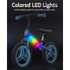 imageGotrax KS12 Balance Bike for 25 12quot Toddlers Push Bike with LED Light Adjustable Soft Seat ampamp Handlebar FlatFree Tires ampamp Easy Assembly Kids Bicycle Lightweight ampamp No Pedal Gift for Boys GirlsBlue