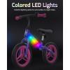 imageGotrax KS12 Balance Bike for 25 12quot Toddlers Push Bike with LED Light Adjustable Soft Seat ampamp Handlebar FlatFree Tires ampamp Easy Assembly Kids Bicycle Lightweight ampamp No Pedal Gift for Boys GirlsPurple