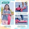 imageGotrax KS3 Pro Folding Kick Scooter for Kids One Key Removable Seat ampamp 3 Extra Wide PU LightUp Wheels and AntiSlip Deck Adjustable Height Handlebar and LeantoSteer Scooter for Children Aged 28Pink