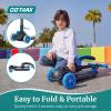 imageGotrax KS3 Pro Folding Kick Scooter for Kids One Key Removable Seat ampamp 3 Extra Wide PU LightUp Wheels and AntiSlip Deck Adjustable Height Handlebar and LeantoSteer Scooter for Children Aged 28Blue