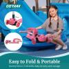 imageGotrax KS3 Pro Folding Kick Scooter for Kids One Key Removable Seat ampamp 3 Extra Wide PU LightUp Wheels and AntiSlip Deck Adjustable Height Handlebar and LeantoSteer Scooter for Children Aged 28Pink