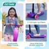 imageGotrax KS3 Pro Folding Kick Scooter for Kids One Key Removable Seat ampamp 3 Extra Wide PU LightUp Wheels and AntiSlip Deck Adjustable Height Handlebar and LeantoSteer Scooter for Children Aged 28Purple