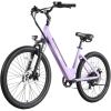 imageGotrax Dolphin 26quot Electric Bike Max Range 30MilesPedalassist1 ampamp 20Mph Power by Peak 500W 5 PedalAssist Levels ampamp Front Suspension 7SpeedampampBoost Mode City EBike for Adult StepThru Bicycle350w Purple