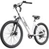 imageGotrax Dolphin 26quot Electric Bike Max Range 30MilesPedalassist1 ampamp 20Mph Power by Peak 500W 5 PedalAssist Levels ampamp Front Suspension 7SpeedampampBoost Mode City EBike for Adult StepThru Bicycle350w White
