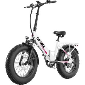 imageGotrax 20quot Folding Electric Bike with 55 Miles Pedalassist1 by 48V Battery 20Mph Power by 500W Smart LCD Display and 5 PedalAssist Levels 7SpeedampampFront Shock Absorber for OffRoad BicycleR3 70miles White