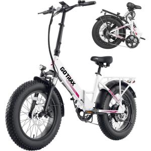 imageGotrax 20quot Folding Electric Bike with 55 Miles Pedalassist1 by 48V Battery 20Mph Power by 500W Smart LCD Display and 5 PedalAssist Levels 7SpeedampampFront Shock Absorber for OffRoad BicycleR2 White 55miles