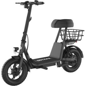 imageGotrax A5 Electric Scooter wSeat for 13 12quot Pneumatic Tire Max 155 Miles ampamp155 Mph Power by 400W Motor Dual Rear Shock Absorber ampampDual Brake Comfortable Wider Seat ampamp Carry Basket ampamp Hook White400W 155Miles Black