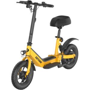 imageGotrax A5 Electric Scooter wSeat for 13 12quot Pneumatic Tire Max 155 Miles ampamp155 Mph Power by 400W Motor Dual Rear Shock Absorber ampampDual Brake Comfortable Wider Seat ampamp Carry Basket ampamp Hook White350W 95Miles Yellow