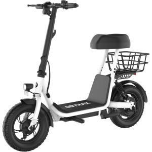 imageGotrax A5 Electric Scooter wSeat for 13 12quot Pneumatic Tire Max 155 Miles ampamp155 Mph Power by 400W Motor Dual Rear Shock Absorber ampampDual Brake Comfortable Wider Seat ampamp Carry Basket ampamp Hook White400W 155Miles White