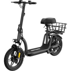 imageGotrax Adult Electric Scooter with Seat Max 1925miles Range 15520mph Power by 350W500W Motor AllTerrain Tire ampamp Wider Deck ampamp Soft Cushioning Seat with Carry Basket14 500W 25Miles Black