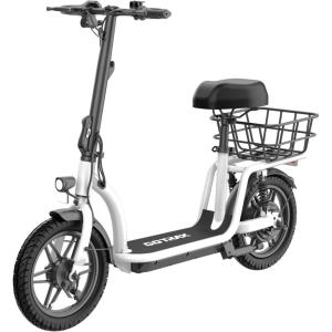 imageGotrax Adult Electric Scooter with Seat Max 1925miles Range 15520mph Power by 350W500W Motor AllTerrain Tire ampamp Wider Deck ampamp Soft Cushioning Seat with Carry Basket14 350W 19Miles White