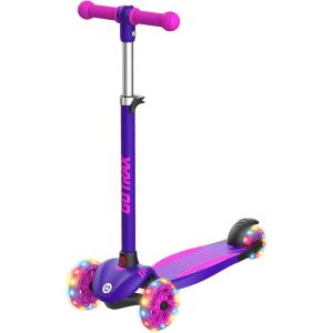 imageGotrax KS1 Kids Kick Scooter LED Lighted Wheels and 3 Adjustable Height Handlebars LeantoSteer ampamp Widen AntiSlip Deck 3 Wheel Scooter for Boys ampamp Girls Ages 28 and up to 110 LbsPurple