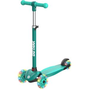 imageGotrax KS1 Kids Kick Scooter LED Lighted Wheels and 3 Adjustable Height Handlebars LeantoSteer ampamp Widen AntiSlip Deck 3 Wheel Scooter for Boys ampamp Girls Ages 28 and up to 110 LbsGreen