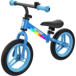 imageGotrax KS12 Balance Bike for 25 12quot Toddlers Push Bike with LED Light Adjustable Soft Seat ampamp Handlebar FlatFree Tires ampamp Easy Assembly Kids Bicycle Lightweight ampamp No Pedal Gift for Boys GirlsBlue