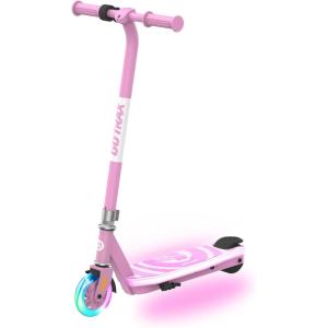 imageGotrax Scout Pro Electric Scooter for Kids Max 3 Mile Range 6 Mph Speed by 80W Motor and Thumb Throttle 5quot Solid Wheels with Flash Wheel ampamp Deck Lights Max 110 Lbs Load for Boy ampamp Girl Ages 47Pink