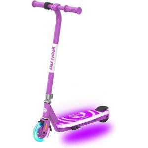 imageGotrax Scout Pro Electric Scooter for Kids Max 3 Mile Range 6 Mph Speed by 80W Motor and Thumb Throttle 5quot Solid Wheels with Flash Wheel ampamp Deck Lights Max 110 Lbs Load for Boy ampamp Girl Ages 47Purple