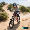 imageGotrax Astra Electric Dirt Bike 16quot Pneumatic Tires Max 16 Mile and 155Mph Speed Power by 300W Brushless Motor Dual Suspension ampamp Disc Brake Electric Dirt Motorcycle for 4767inch Height BlackRED