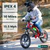 imageGotrax Astra Electric Dirt Bike 16quot Pneumatic Tires Max 16 Mile and 155Mph Speed Power by 300W Brushless Motor Dual Suspension ampamp Disc Brake Electric Dirt Motorcycle for 4767inch Height BlackRED