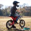 imageGotrax Astra Electric Dirt Bike 16quot Pneumatic Tires Max 16 Mile and 155Mph Speed Power by 300W Brushless Motor Dual Suspension ampamp Disc Brake Electric Dirt Motorcycle for 4767inch Height BlackRED