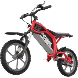 imageGotrax Astra Electric Dirt Bike 16quot Pneumatic Tires Max 16 Mile and 155Mph Speed Power by 300W Brushless Motor Dual Suspension ampamp Disc Brake Electric Dirt Motorcycle for 4767inch Height BlackRED