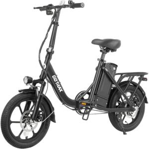imageGotrax 16quot Folding Electric Bike Max 28Miles RangePedalAssist ampamp Speed 155Mph Power by Peak 500W EBike with Removable Battery Suspension ampamp Adjustable Size Commuter Bicycle for AdultsTeensS4 Black