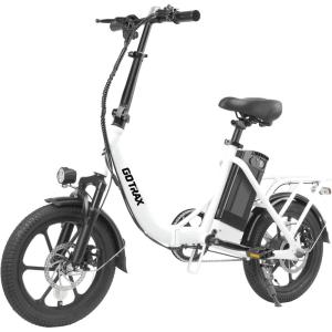 imageGotrax 16quot Folding Electric Bike Max 28Miles RangePedalAssist ampamp Speed 155Mph Power by Peak 500W EBike with Removable Battery Suspension ampamp Adjustable Size Commuter Bicycle for AdultsTeensS4 White