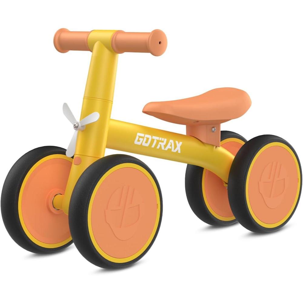 imageGotrax Baby Balance Bike 12 Years 7quot FrontampampRear Silent Wheels Sturdy Steel Frame 66 lbs Load Quick 2Min Assembly CPC Certified Comfortable Soft Seat Toddler Birthday Gift for BoysampampGirls BlackYellow