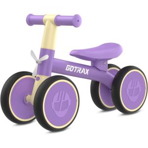 imageGotrax Baby Balance Bike 12 Years 7quot FrontampampRear Silent Wheels Sturdy Steel Frame 66 lbs Load Quick 2Min Assembly CPC Certified Comfortable Soft Seat Toddler Birthday Gift for BoysampampGirls BlackPurple