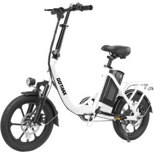 image:imageGotrax 16 Folding Electric Bike Max 28Miles RangePedalAssist amp Speed 155Mph Power by Peak 500W EBike with Removable Battery Suspension amp Adjustable Size Commuter Bicycle for AdultsTeensNephele Stepthru White