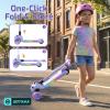 image:imageGotrax SK1 Foldable Electric Scooter for Kids 4 Full Body LED Light 90min Riding amp 5Mph Speed PushButton ThrottleampBattery Indicator 6 Wheelamp3 Adjustable Height 3 Wheel Escooter Gift PurpleViolet