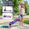 image:imageGotrax SK1 Foldable Electric Scooter for Kids 4 Full Body LED Light 90min Riding amp 5Mph Speed PushButton ThrottleampBattery Indicator 6 Wheelamp3 Adjustable Height 3 Wheel Escooter Gift PurplePuple